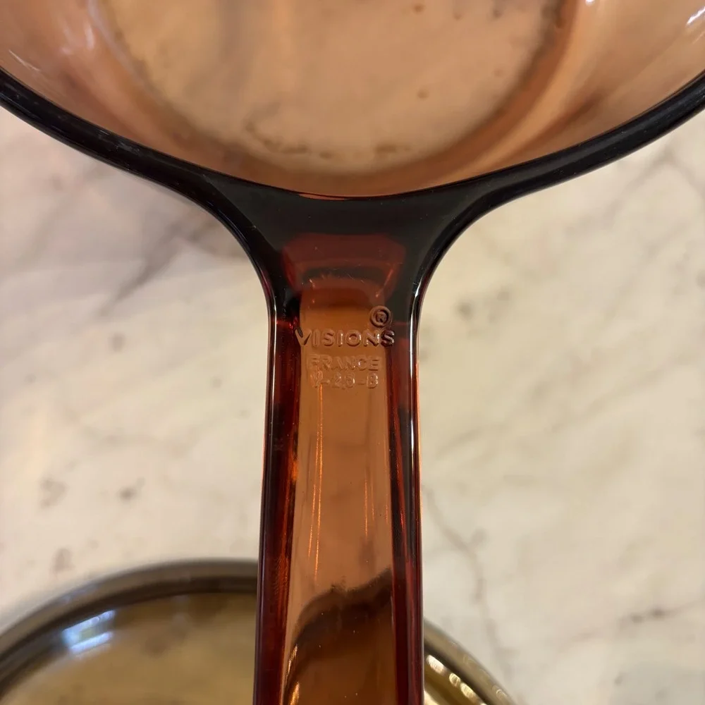 Visions by Corning Amber Glass Saucepan with Lid 2.5L V-2.5-B France Vintage